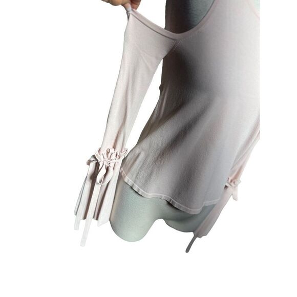 Milly Pink Cold Shoulder Long Ruffled Sleeve Sweater Size Small - Picture 4 of 5